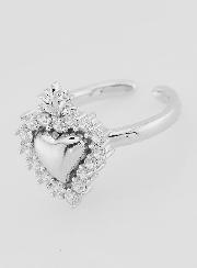 Anello Ex Voto Regolabile Ottone Argentato & Strass