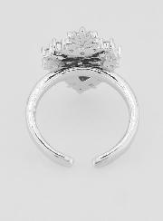 Anello Ex Voto Regolabile Ottone Argentato & Strass