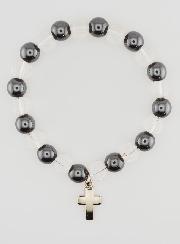 Bracciale con Croce - Ematite & Cristallo di Rocca