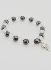 Bracciale con Croce - Ematite & Cristallo di Rocca