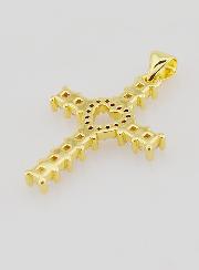 Ciondolo Croce Cuore con Ossidi di Zirconio - 25 mm