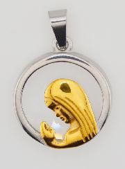 Medaglia Vergine Maria in Preghiera 20 mm - Vetro & Inox