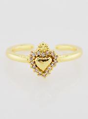 Anello Ex Voto Regolabile Ottone Dorato & Brillanti