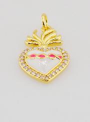 Ciondolo Ex-Voto in Ottone Dorato & Smalto - 20mm