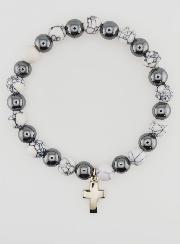 Bracciale Religioso con Croce - Ematite & Howlite