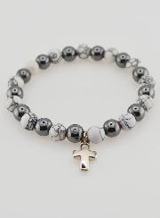 Bracciale Religioso con Croce - Ematite & Howlite