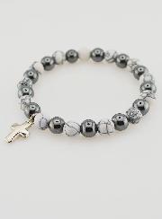 Bracciale Religioso con Croce - Ematite & Howlite