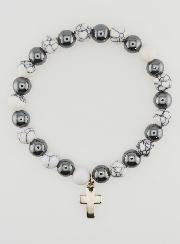 Bracciale in Pietre Naturali Ematite & Howlite