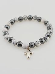 Bracciale in Pietre Naturali Ematite & Howlite