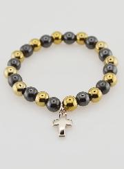 Bracciale Religioso con Croce - Ematite & Pirite