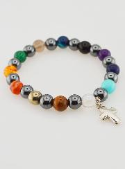 Bracciale Religioso con Croce - Ematite & Pietre
