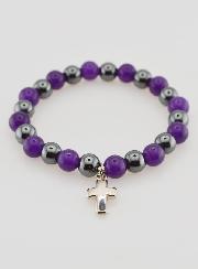 Bracciale Religioso con Croce - Ematite & Ametista