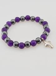 Bracciale Religioso con Croce - Ematite & Ametista