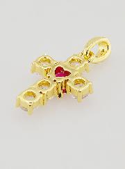 Ciondolo Croce Cuore Rosso - 15mm