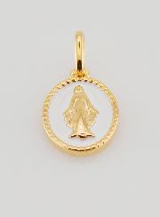 Medaglia Miracolosa Oro Placcato & Smalto Bianco