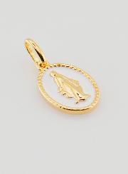 Medaglia Miracolosa Oro Placcato & Smalto Bianco