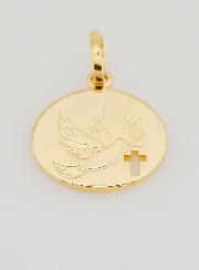 Medaglia Spirito Santo & Croce in Oro Placcato - 15mm