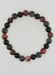Bracciale Rodonite, Onice e Larvikite - 8 mm