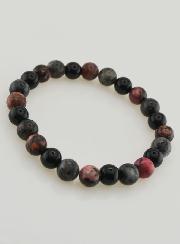 Bracciale Rodonite, Onice e Larvikite - 8 mm
