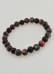 Bracciale Rodonite, Onice e Larvikite - 8 mm