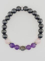 Bracciale in Ematite, Ametista, Quarzo e Labradorite - 8mm