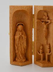 Trittico in Legno Massiccio - Madonna di Lourdes & San Giuseppe