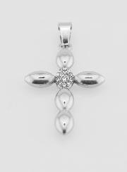 Ciondolo Croce Inox & Zirconi - 25 mm