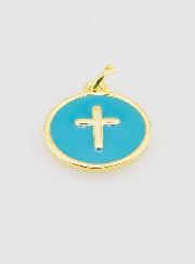 Medaglia Croce Smaltata - Turchese