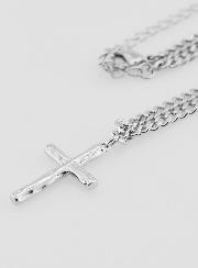 Collana Religiosa con Croce Martellata - Acciaio Inox