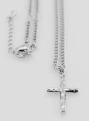 Collana Religiosa con Croce Martellata - Acciaio Inox