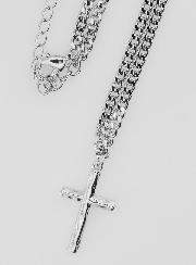 Collana Religiosa con Croce Martellata - Acciaio Inox
