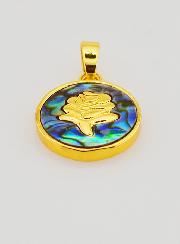 Medaglia Rosa in Abalone - 14 mm