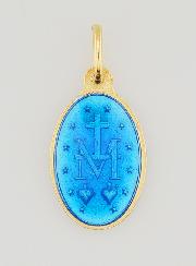 Medaglia Miracolosa in Argento Dorato e Smalto - 17 mm