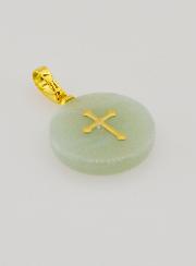 Medaglia Traslucida con Croce - Verde