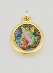 Medaglia Angelo Protettore Dorata- 25 mm