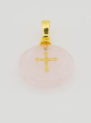 Medaglia Traslucida con Croce - Rosa