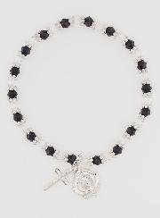 Bracciale Religioso Perle Nere & Trasparenti