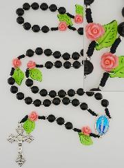 Rosario Madonna Miracolosa in Vetro Nero