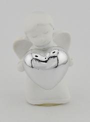 Angelo con Cuore Argentato - 6 cm