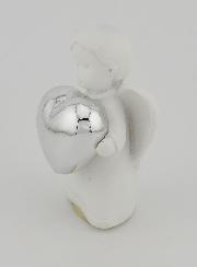 Angelo con Cuore Argentato - 6 cm