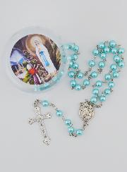 Rosario di Lourdes in Perle Blu Madreperla - Confezione Regalo