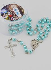 Rosario di Lourdes in Perle Blu Madreperla - Confezione Regalo