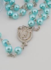 Rosario di Lourdes in Perle Blu Madreperla - Confezione Regalo