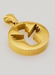 Medaglia Angelo Custode Traforata in Inox Dorato - 18mm