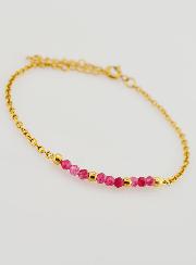 Bracciale in Acciaio Inox e Calcedonio Rosa