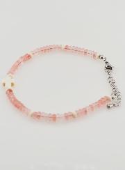 Bracciale Croce e Pietre in Vetro Rosa