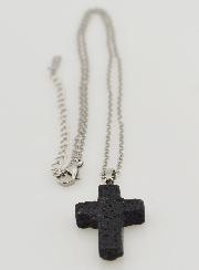 Collana Religiosa Catena in Inox & Pietra Lavica