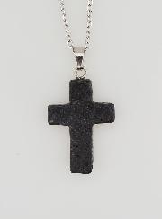 Collana Religiosa Catena in Inox & Pietra Lavica