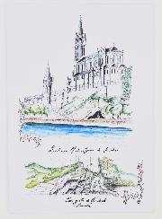 Cartolina Santuario e Grotta di Lourdes