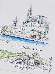 Cartolina Santuario e Grotta di Lourdes